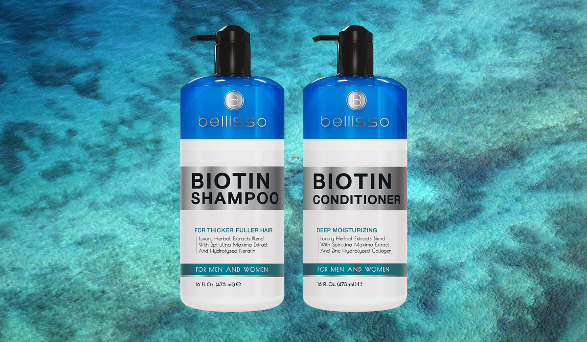 Biotin shampoo and conditioner set.