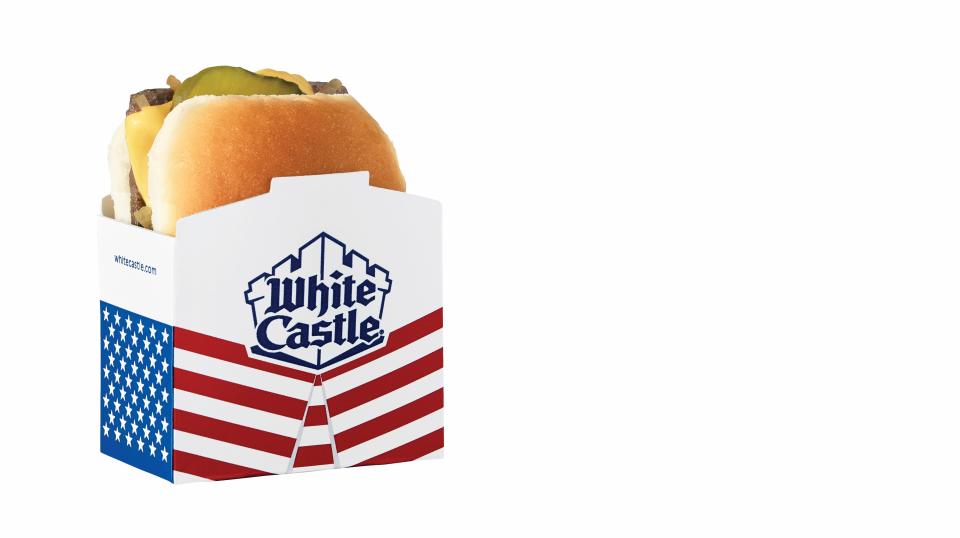 White Castle sliders are packed in patriotic packaging for Veterans Day.