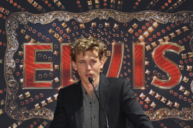 Austin Butler participates in a handprint ceremony immortalizing the Elvis Presley family members in the forecourt of the TCL Chinese Theatre (formerly Grauman's) in the Hollywood section of Los Angeles in 2022. File Photo by Jim Ruymen/UPI