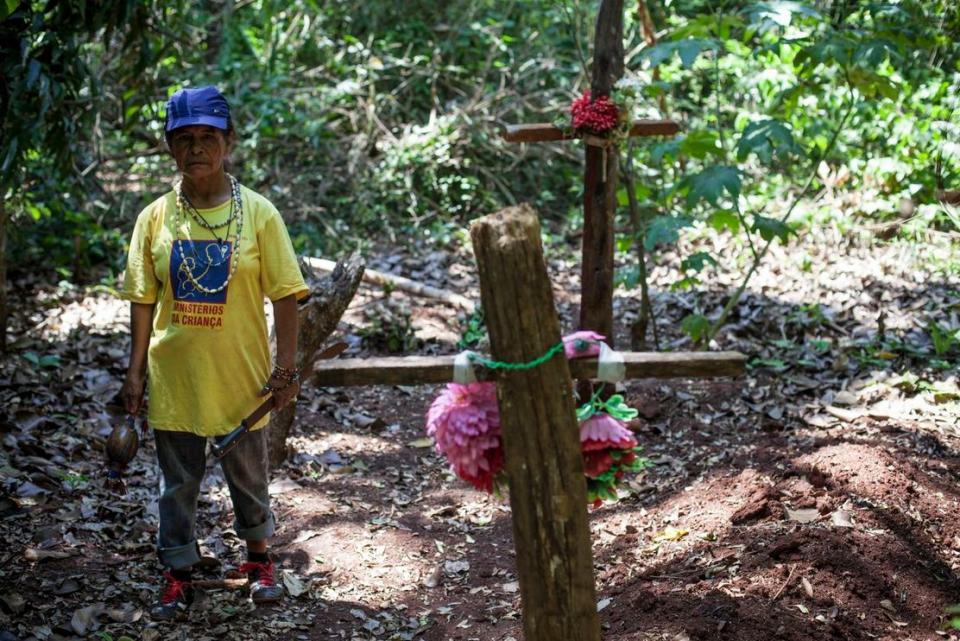 "They were my three warriors," says Damiana, of her sons who were killed on the road. The location of their graves was a factor in Damiana's decision to carry out the retomada. "We decided to return to the land where three of our children are buried," she said. (Photo by <a href="http://www.paulpatrick.net/">Paul Patrick Borhaug</a>)