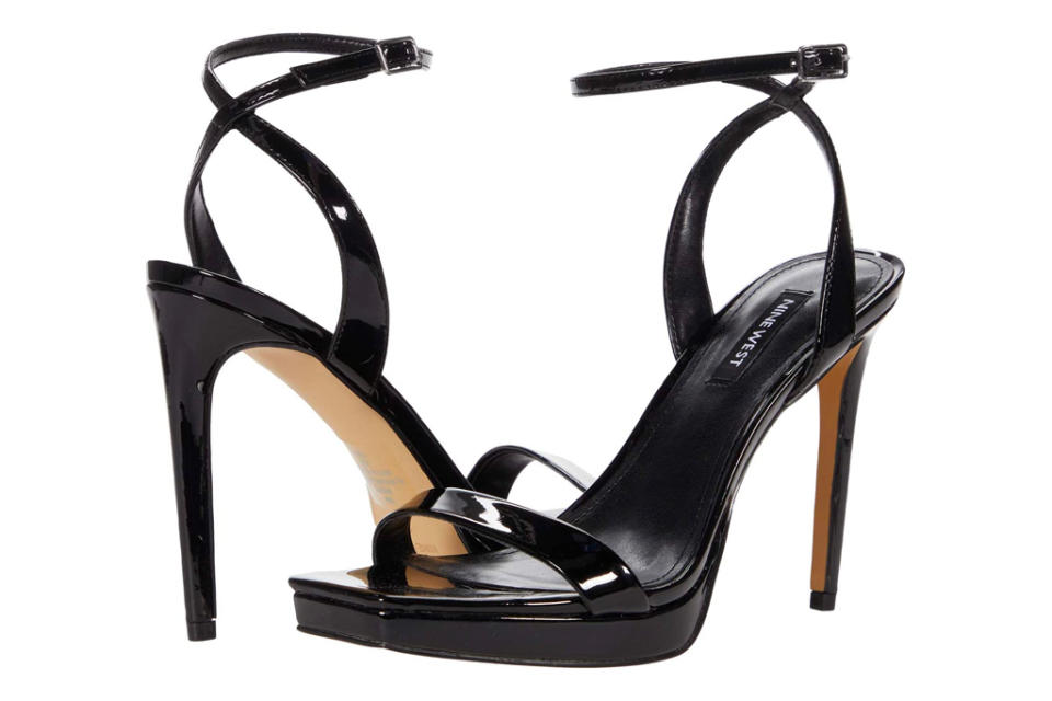 black heels, sandals, nine west