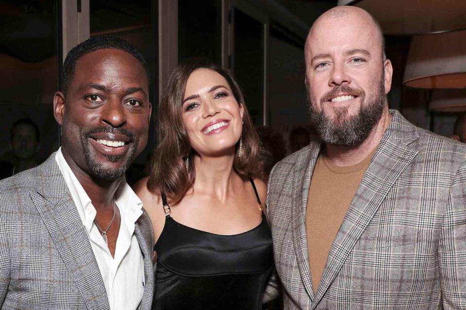 <p>Todd Williamson/JanuaryImages/Shutterstock </p> From left: Sterling K. Brown, Mandy Moore and Chris Sullivan at the The Hollywood Reporter & SAG-AFTRA 3rd Annual Emmy Nominees Night on September 20, 2019