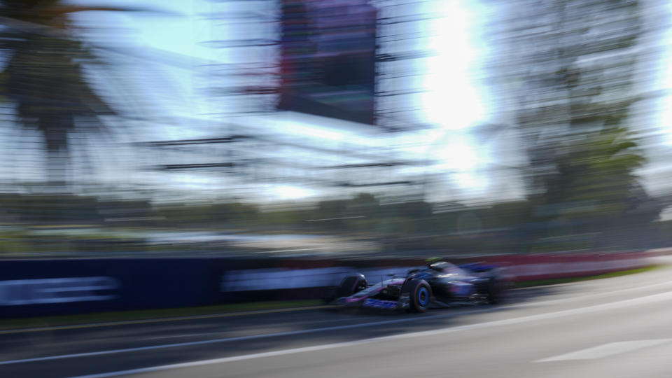 Yuki Tsunoda of Japan, driver of RB, the team previously known as AlphaTauri steers his car during the second practice session of the Australian Formula One Grand Prix at Albert Park, in Melbourne, Australia, Friday, March 22, 2024. (AP Photo/Asanka Brendon Ratnayake)