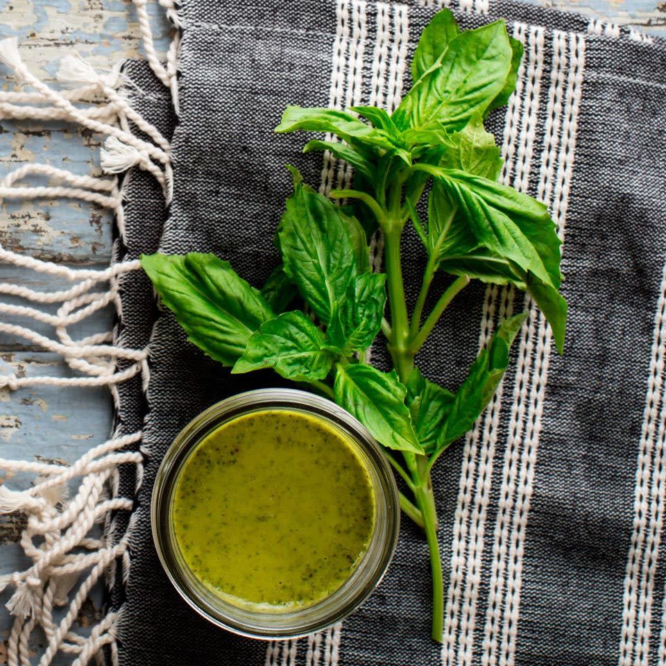 <p>Drizzle this basil salad dressing over sliced tomatoes or cooked green beans. Or toss it into a grain salad for a pop of fresh summertime flavor.</p>