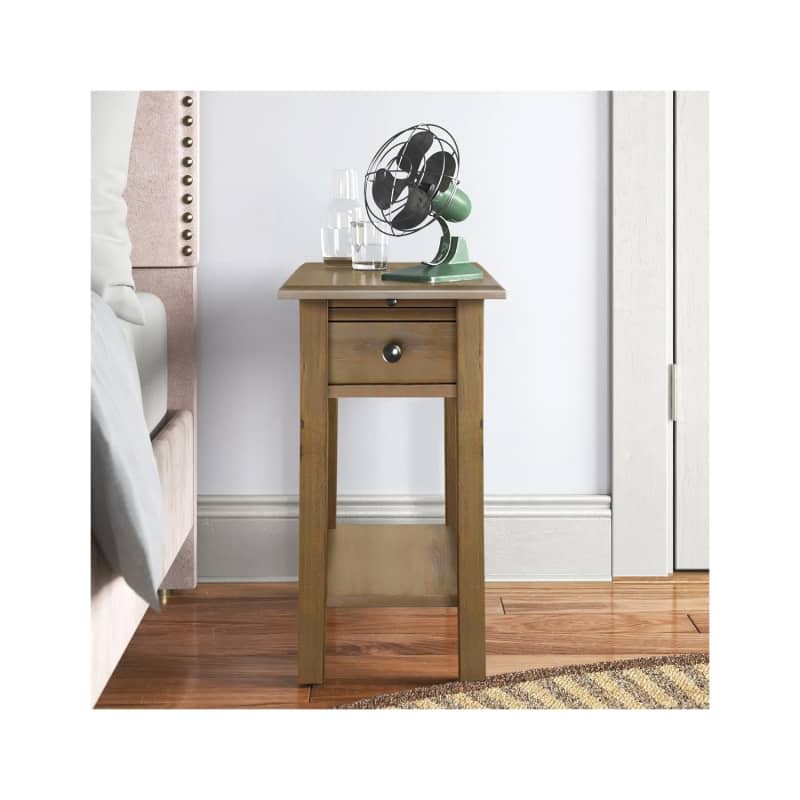 Sweer End Table With Storage and Built-In Outlets