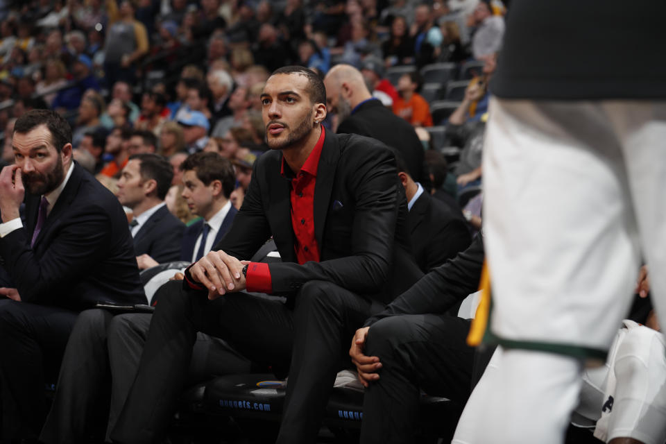 Rudy Gobert shot back at a Fox News host for defending Donald Trump’s immigration remarks. (AP Photo/David Zalubowski)