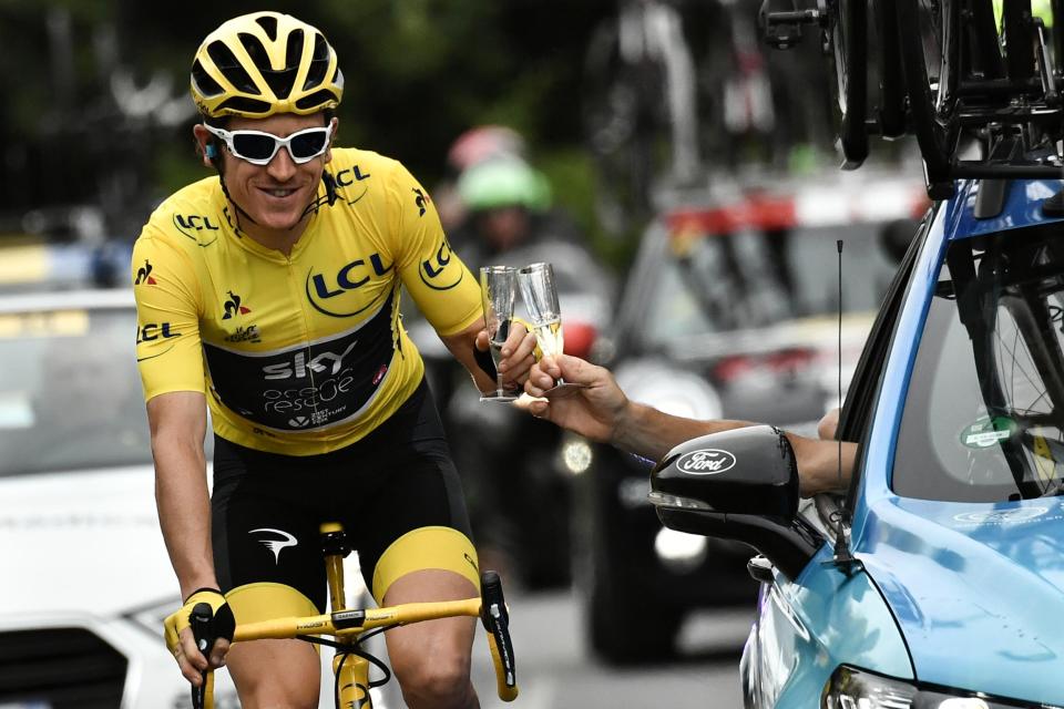 Geraint Thomas wins Tour de France 2018: Welsh cyclist celebrates in Paris