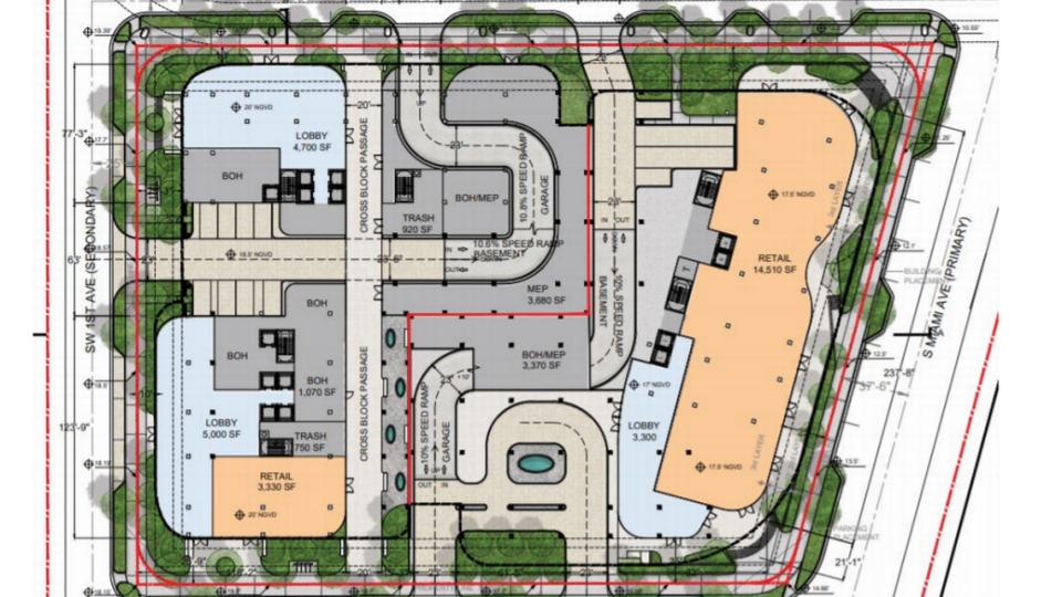 Plans for the upcoming Brickell project submitted for approval by Mast Capital to the City of Miami.