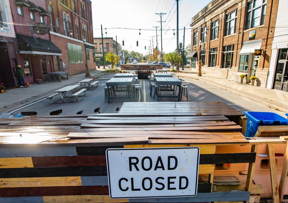 The NODE, an outdoor dining and seating area at the corner of North Second Street and East Main Street in Niles, is shown Nov. 5, 2021, in this file photo.