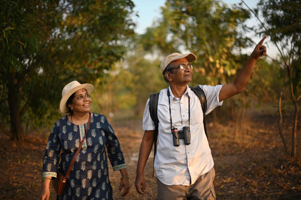 couple taking a walk in nature