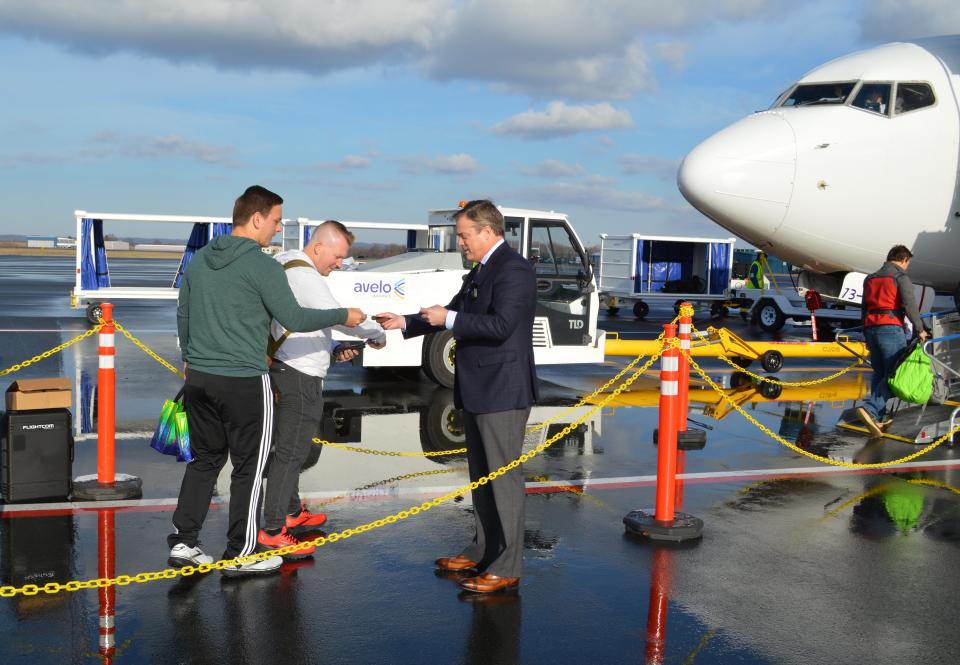 Andrew Levy, Avelo's chairman and CEO, welcomed passengers aboard.