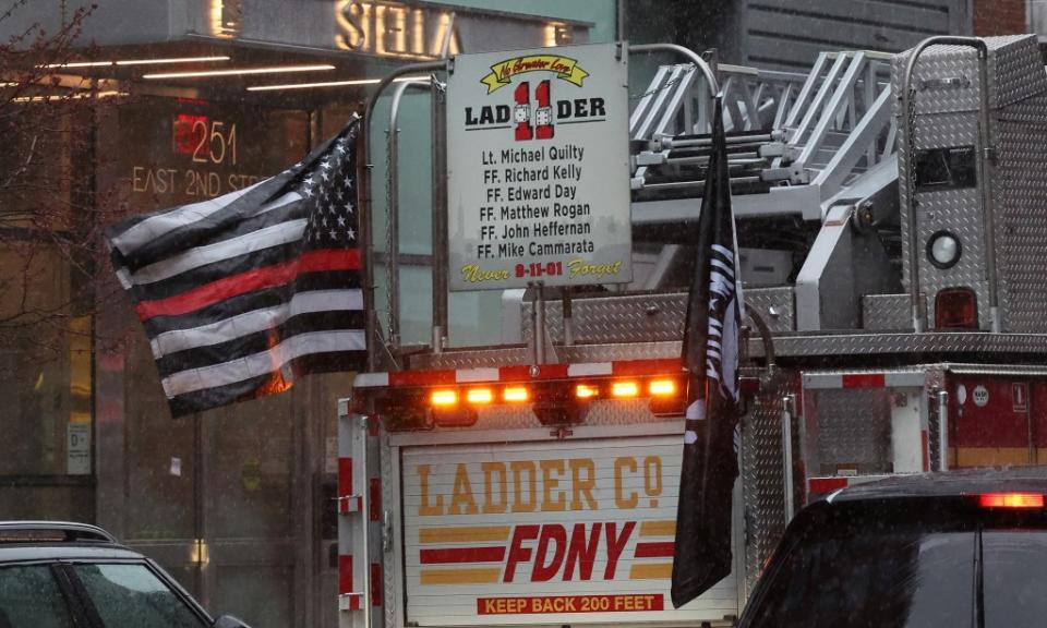 FDNY Ladder Company 11 in Manhattan was ordered last month to remove a red-line flag honoring six of its fallen brothers killed during 9/11. However, the FDNY reversed the decision and now says it welcomes these flags. William Farrington