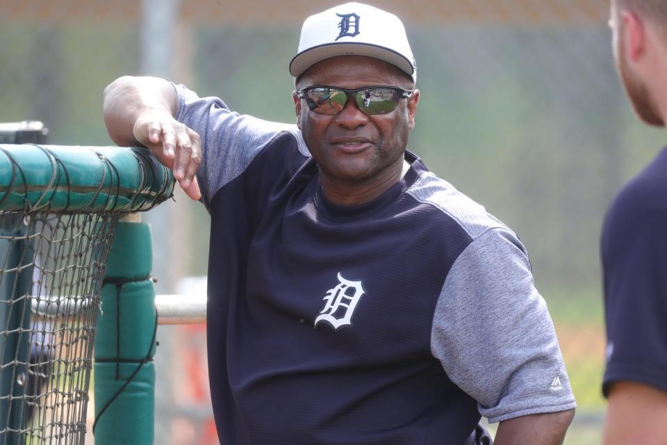 Detroit Tigers coach Lloyd McClendon on the field for the first full team practice Monday, Feb. 18, 2019 at Joker Marchant Stadium in Lakeland, Fla.