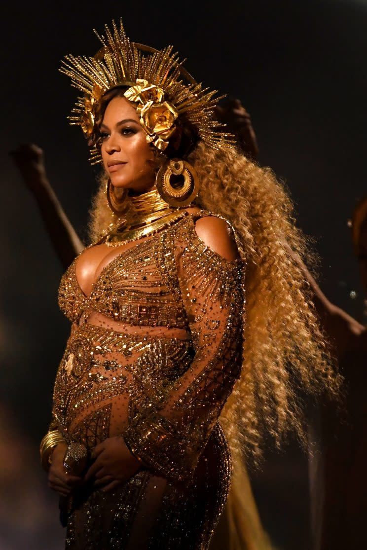 <i>Beyonce’s Roberto Cavalli design appeared to feature her own face [Photo: Getty]</i>
