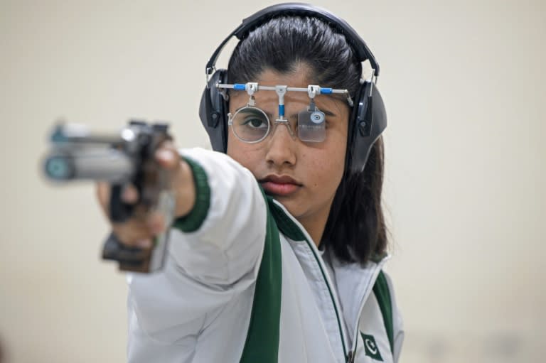 Kishmala Talat is Pakistan's first woman to qualify for Olympic shooting (Farooq NAEEM)