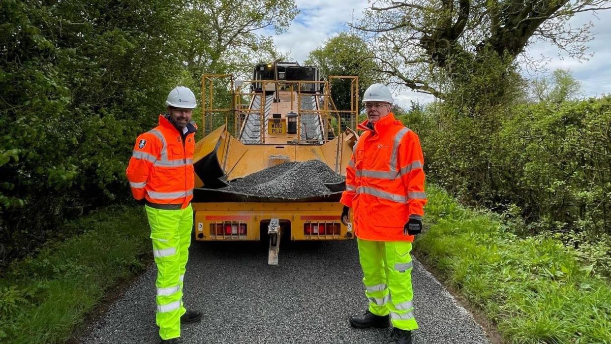 Paul West visits one of the first surface dressing sites on Elmsett Road in Offton