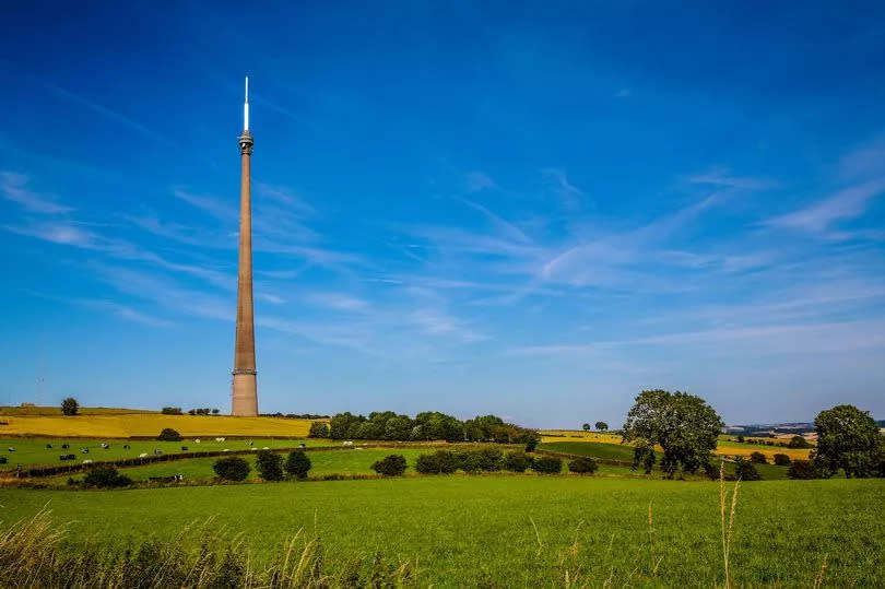 Emley Moor Mast on a sunny day.