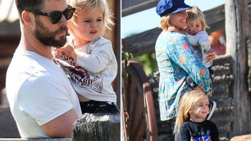 Chris and Elsa enjoy family day out with their twin boys