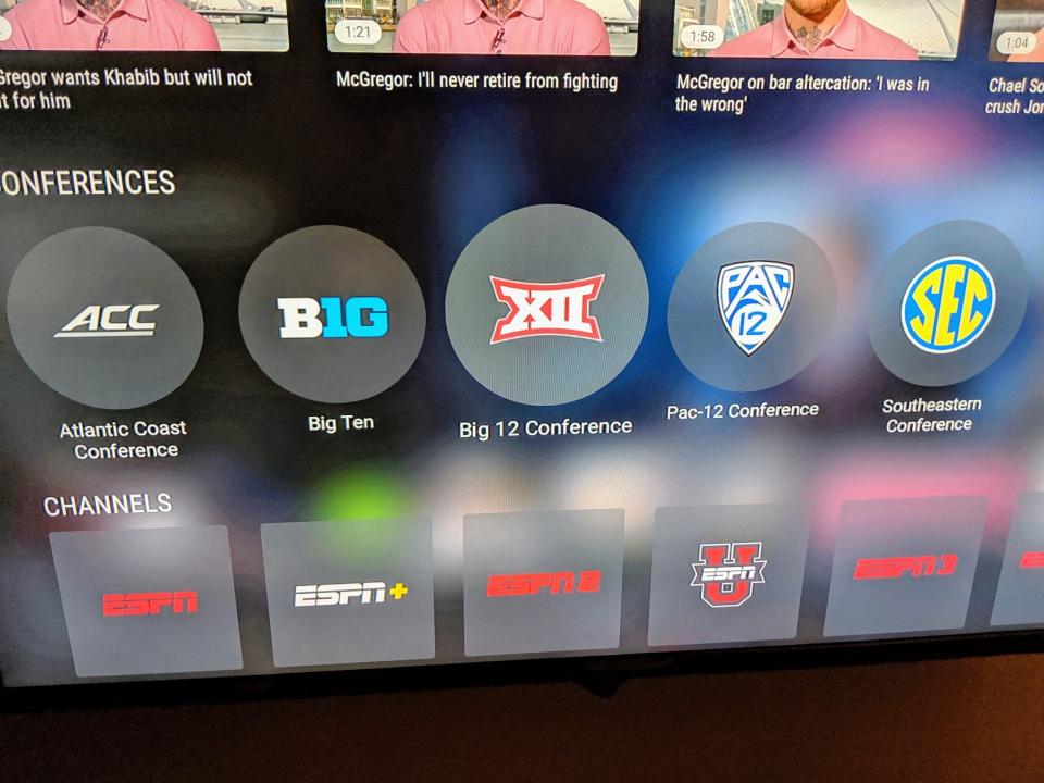 Conferences' logos on TV in the ESPN app