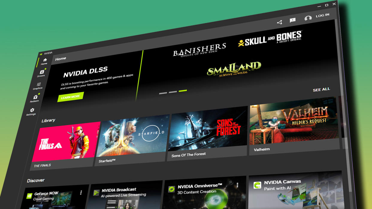  Nvidia's new software, the Nvidia App, open on the desktop. 
