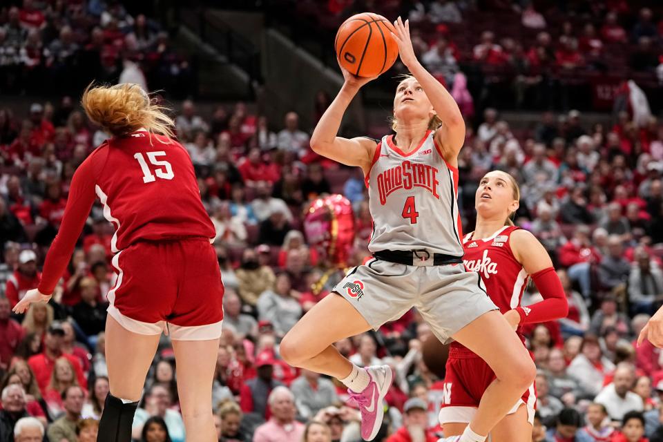 Jacy Sheldon led Ohio State with 23 points in an 80-47 win over Nebraska.