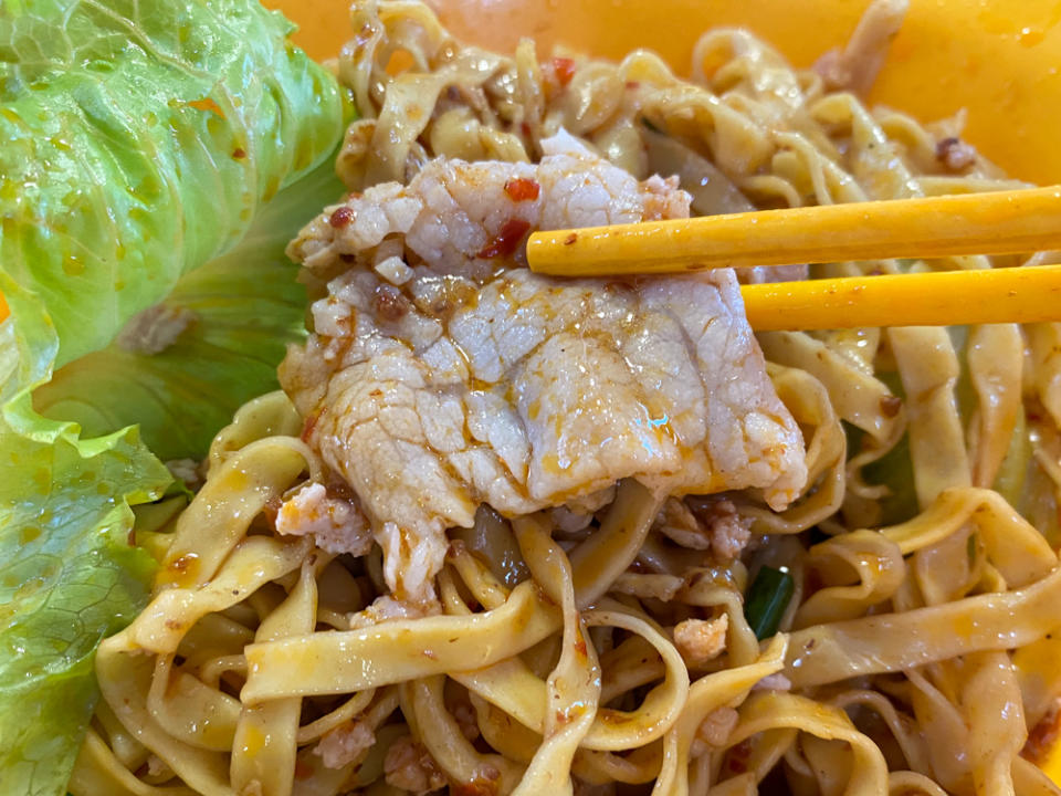 Pork Slice with Noodles Shot