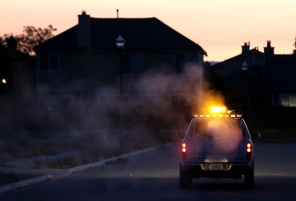 Photo by ﻿﻿Justin Sullivan/Getty Images Spraying for mosquitos can help control the population.