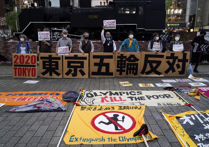 Anti-Olympics group members hold protest rally in Tokyo