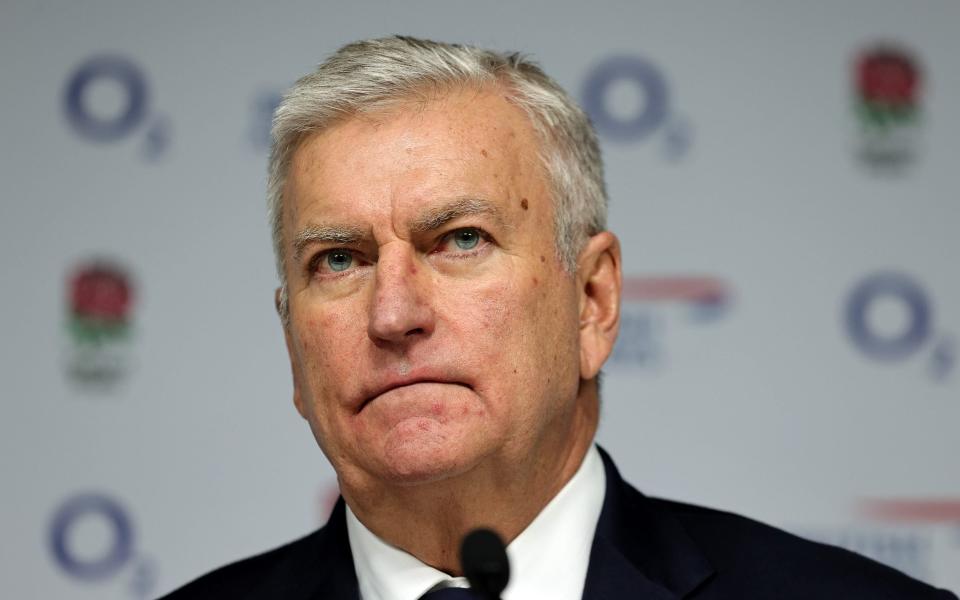 RFU Chief Executive Officer Bill Sweeney attends a press conference to announce Steve Borthwick as England Rugby Menâ€™s Head Coach during a press conference at Twickenham Stadium on December 19, 2022 in London, England - David Rogers/Getty Images