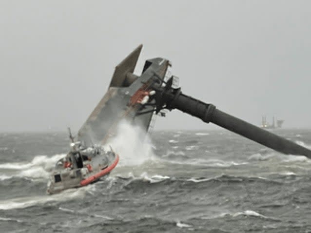 <p>A photo from the US Coast Guard showing a capsized vessel off Louisiana </p> (US Coast Guard)