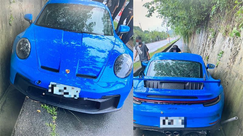 陳男撞壞當時準備完工交車的911GT3，法官認為試車過程都經過主管同意，因此判他免賠。（圖／翻攝畫面）