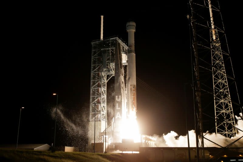 FILE PHOTO: The Boeing CST-100 Starliner spacecraft, atop a ULA Atlas V rocket, lifts off for an uncrewed Orbital Flight Test to the International Space Station