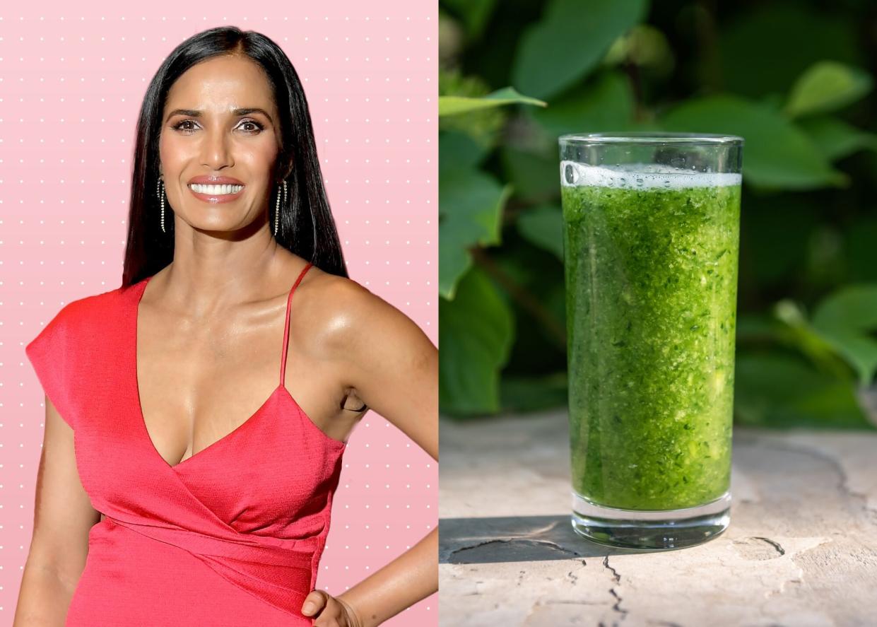 Padma Lakshmi and green juice