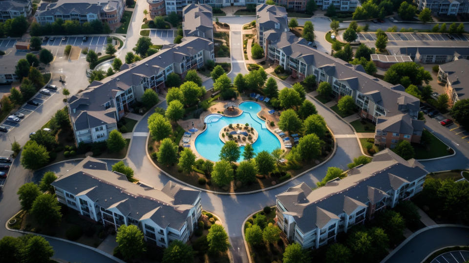 Aerial view of a residential apartment complex, representing the company's REIT portfolio.