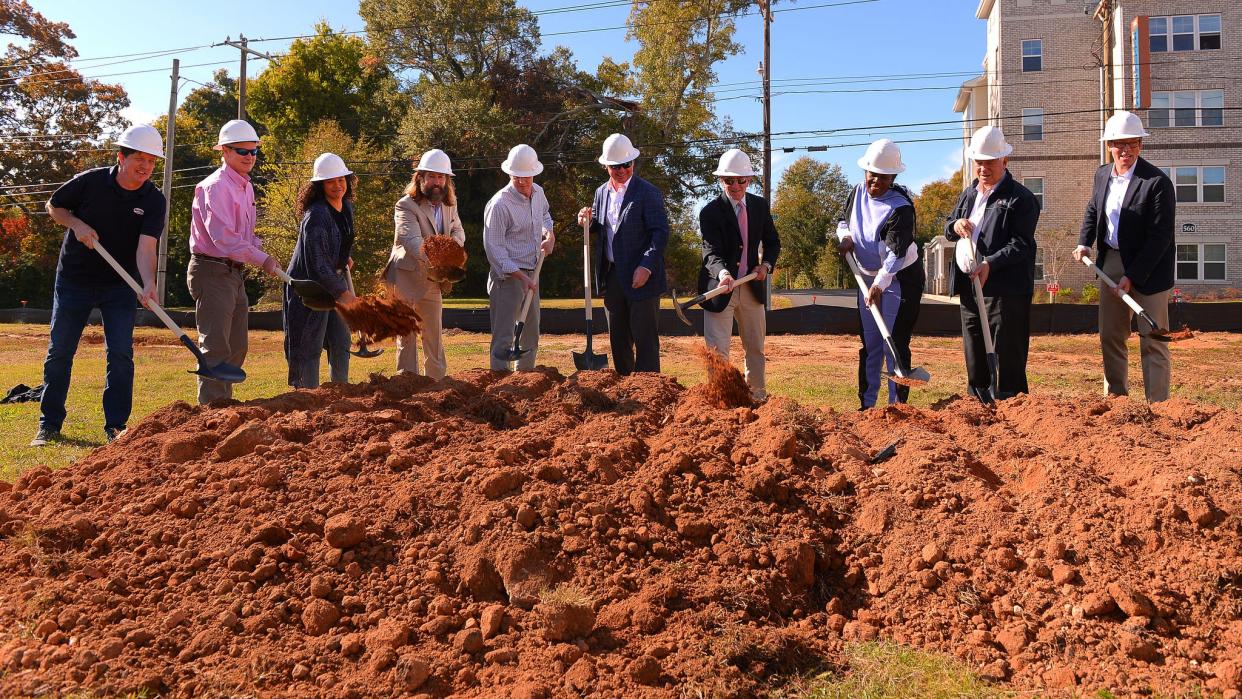 A groundbreaking ceremony was held for The Hub, at the new space along N. Church Street in Spartanburg, Wednesday, November 10, 2021. The space, in the previous Sunshine Inn location, announced tenants for the location, including Wofford College's bookstore and Moe's Original BBQ, with others to come.