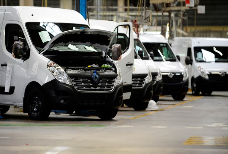 Renault utility vehicles at the Sovab factory in Batilly, eastern France, on April 16, 2015