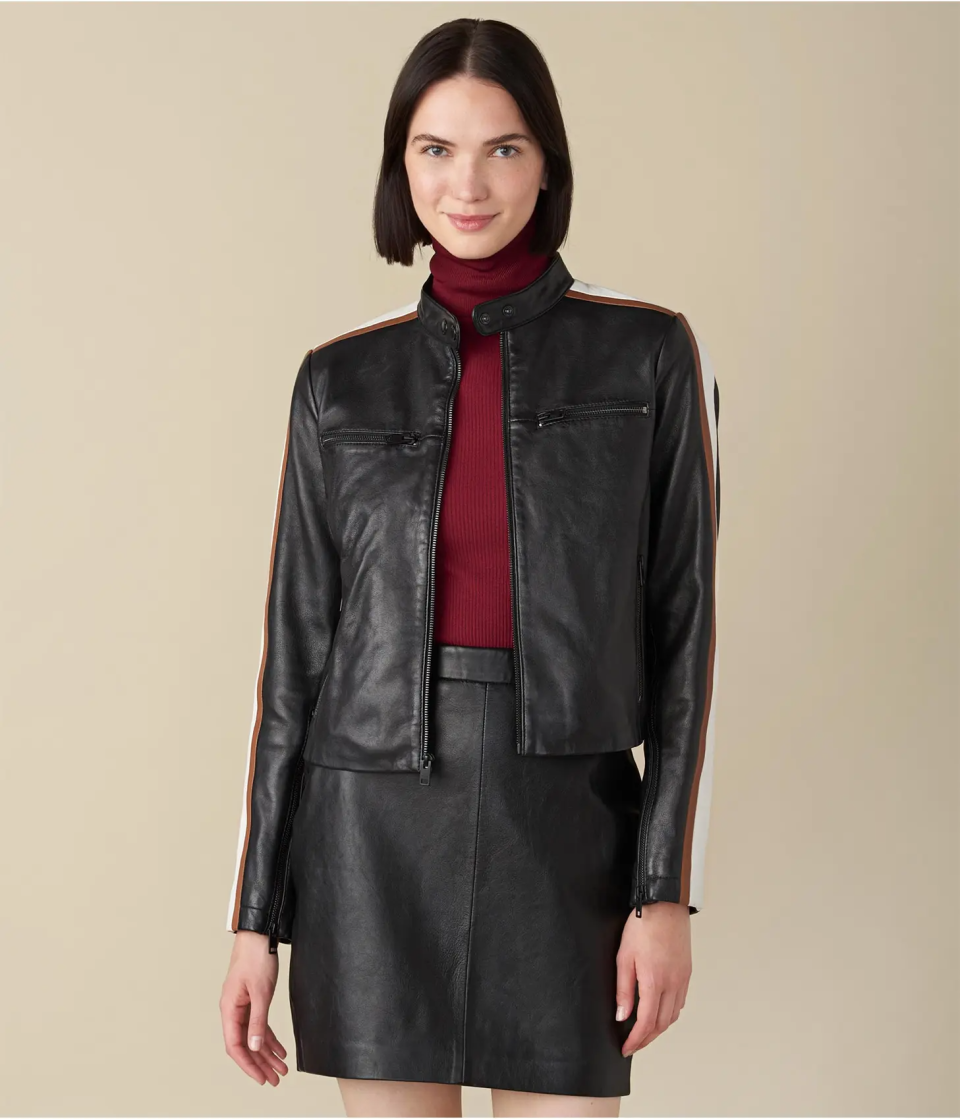 Melissa Leather Jacket With Stripe