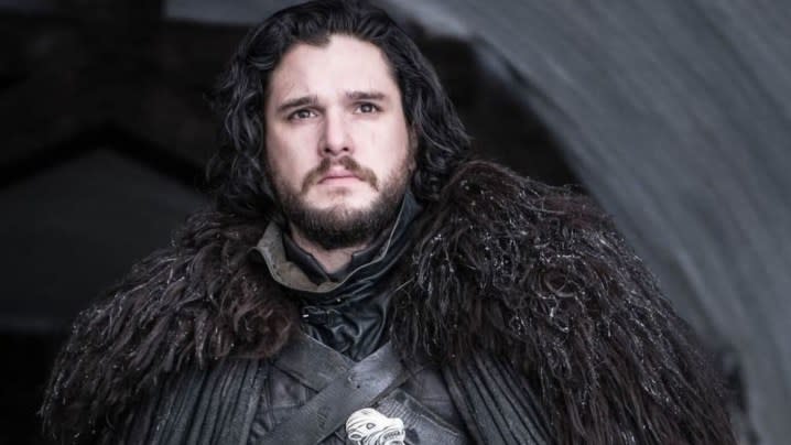 Kit Harington as Jon Snow in his Night's Watch uniform beyond the wall.