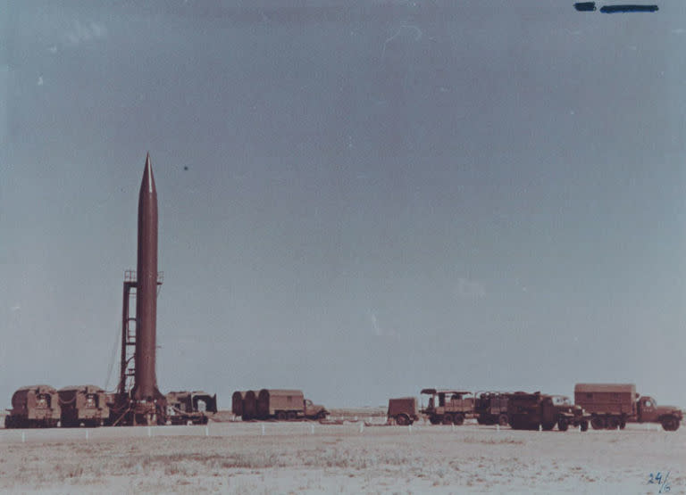 An R-5M nuclear-capable missile ready for liftoff