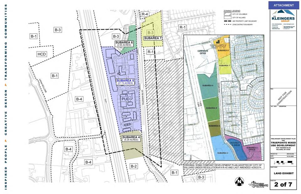 This map shows the proposed development on the west  side of Trueman Boulevard, east of Interstate 270