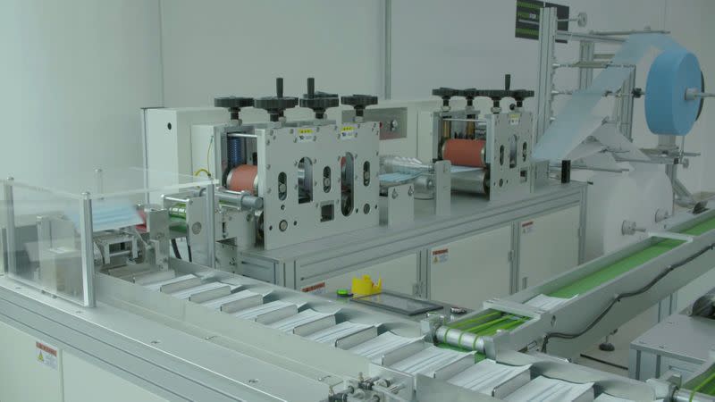 Still image from video of Razer's face mask production line in Singapore