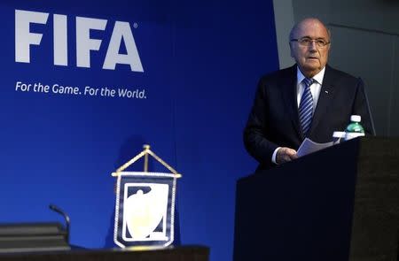 FIFA President Sepp Blatter FIFA arrives for a news conference at the FIFA headquarters in Zurich, Switzerland, June 2, 2015. REUTERS/Ruben Sprich