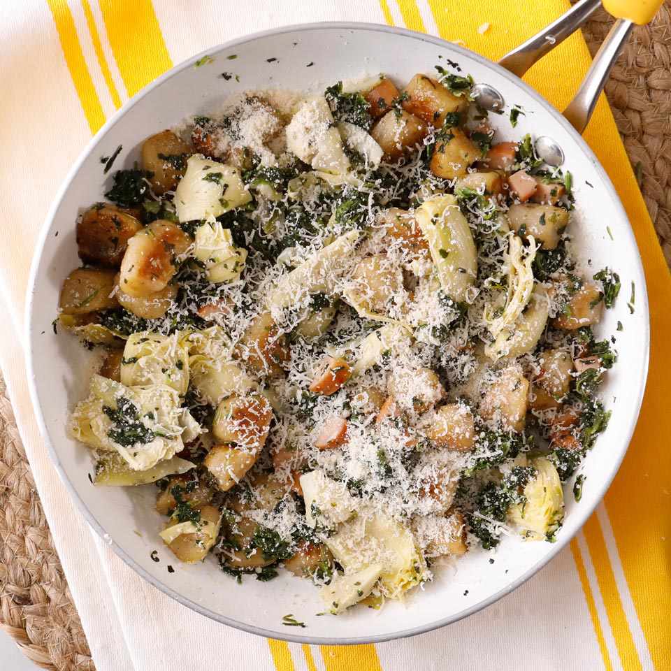 Spinach-Artichoke-Sausage Cauliflower Gnocchi