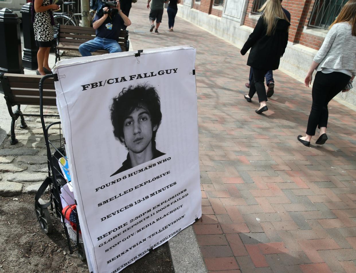 <span class="caption">In 2013, Dzhokhar Tsarnaev, with his brother Tamerlan, put bombs along the Boston Marathon route, killing and injuring many. </span> <span class="attribution"><a class="link " href="https://www.gettyimages.com/detail/news-photo/photograph-of-marathon-bomber-dzhokhar-tsarnaev-sits-news-photo/473580678?adppopup=true" rel="nofollow noopener" target="_blank" data-ylk="slk:Jonathan Wiggs/The Boston Globe via Getty Images;elm:context_link;itc:0;sec:content-canvas">Jonathan Wiggs/The Boston Globe via Getty Images</a></span>