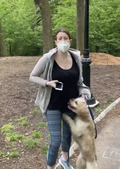 Amy Cooper with her dog