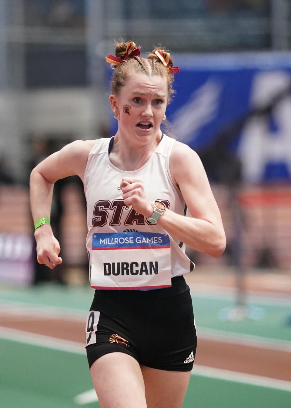 Ciara Durcan competes in the Women's Mile Racewalk at the 115th Millrose Games at The Armory in New York on Saturday, February 11, 2023. Durkin ran a 7:12.81 time.