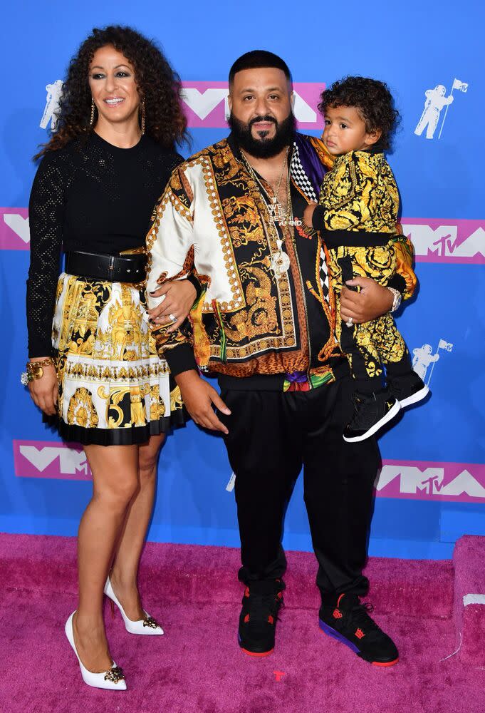 DJ Khaled (center) and Nicole Tuck with son Asahd