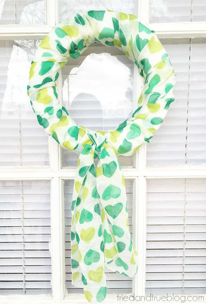 DIY St. Patrick's Day 5-Minute Scarf Wreath