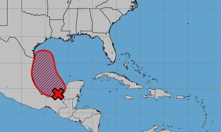 <span>An area of low pressure formed over the Bay of Campeche in the southern area of the Gulf of Mexico.</span><span>Photograph: National Hurricane Center</span>