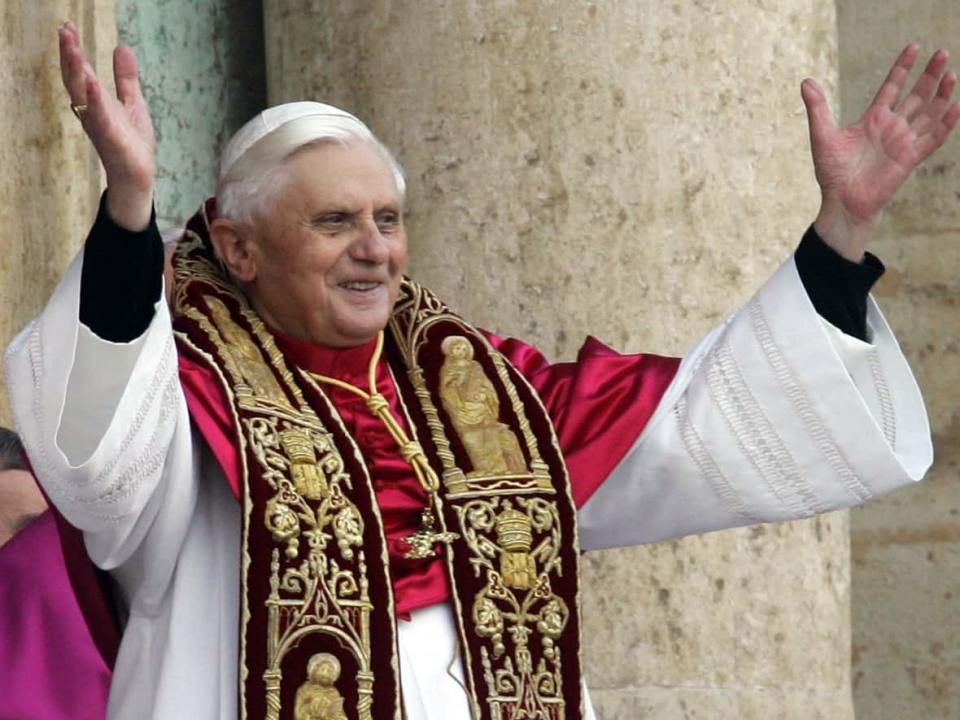 Pope Benedict has died at the age of 95. He is pictured greeting thousands of pilgrims from the balcony of St. Peter's Basilica at the Vatican on April 19, 2005, the day he became pope. (Kai Pfaffenbach/Reuters - image credit)